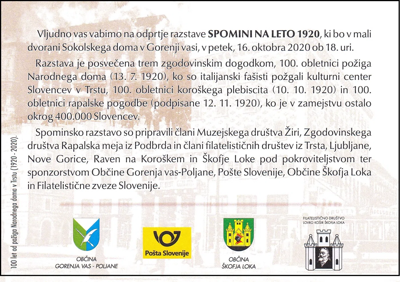 RAZSTAVA SPOMINI NA LETO 1920